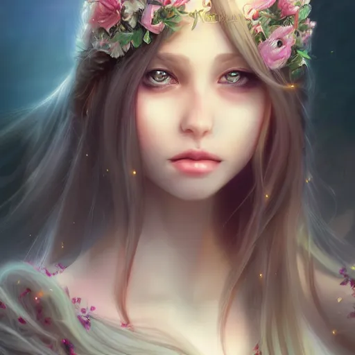 Image similar to fantasy princess girl art drawn in art style of WLOP full HD 4K highest quality realistic beautiful gorgeous natural WLOP artist