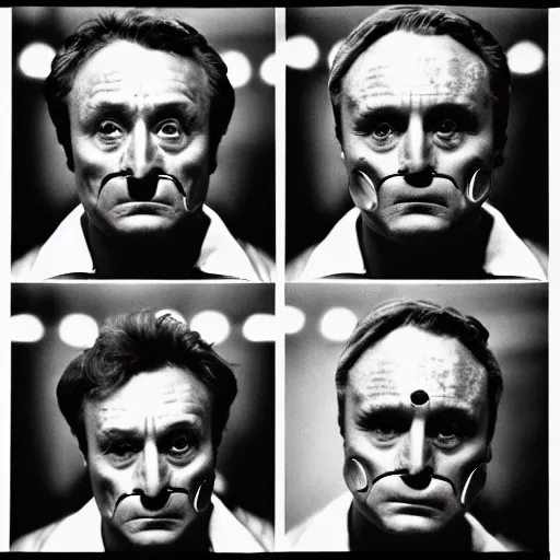 Image similar to Columbo, Hannibal Lecter, cinematic, faces on focus, symmetrical faces!!!, round symmetrical eyes!!!, kodak 2383 film