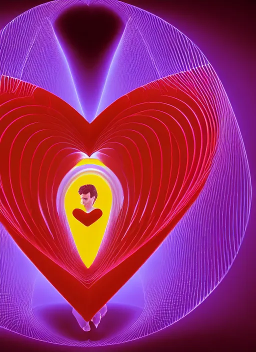 Prompt: style of santiago calatrava, perfectly centered symmetrical balanced male and female portrait of man and woman in love sharing one heart. high coherence ; fractal geometrical 3 d cartoon 8 k ultra hd