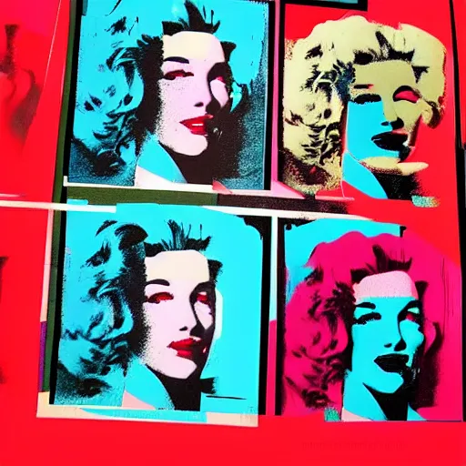 Image similar to a screen print of a photo of las vegas in style of andy warhol