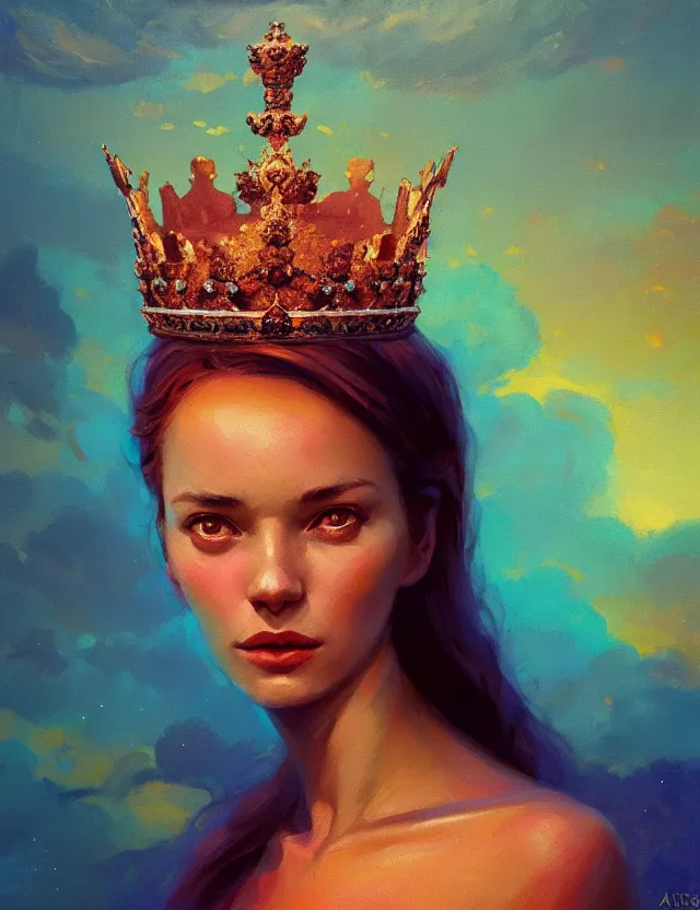 Image similar to blurred background. close-up portrait of a goddess in crown, by Artem Chebokha by Anka Zhuravleva, Anato Finnstark and Alena Aenami, Angus McKie, Anton Fadeev, by Jesper Ejsing, by RHADS, Makoto Shinkai and Lois van baarle, ilya kuvshinov, rossdraws global illumination, octane render, unreal engine, cinematic counter light, high detail, octane render, 4k