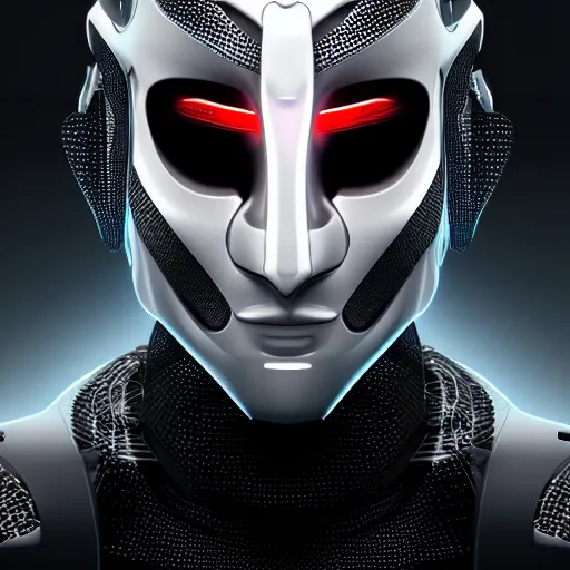 Image similar to a ultradetailed portrait of a white one cast futuristic cyborg samurai warrior, carbon fibre and nanotube elements, futuristic, 8 k, dramatic light, digital painting