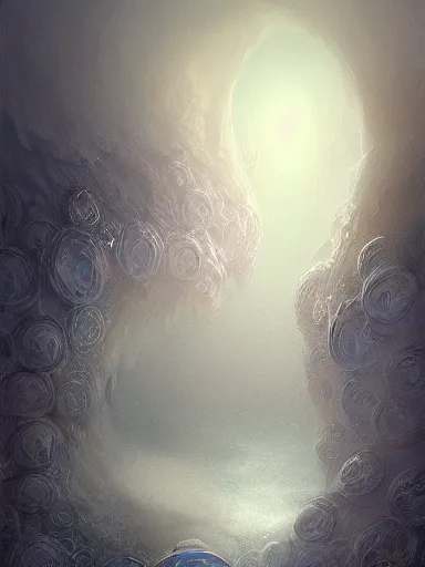 Image similar to different bubles of fog. diferents dreams inside the bubles of fog. intricate, elegant, highly detailed, digital painting, artstation, concept art, sharp focus, illustration, by justin gerard and artgerm, 8 k