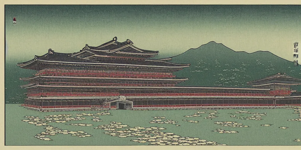 Image similar to the imperial palace, by kawase hasui