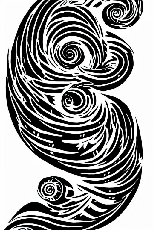 Image similar to a simple tattoo design of birds flying in spirals, black ink, logo