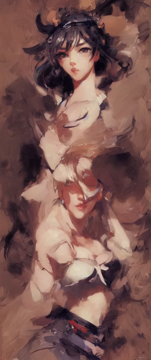 Image similar to cute anime girl face, painting by gaston bussiere, craig mullins, j. c. leyendecker