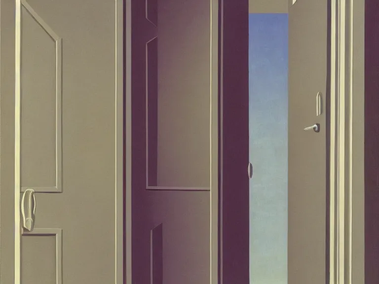 Prompt: infinite recurrsion of doors painting by rene magritte, high detail, high resolution