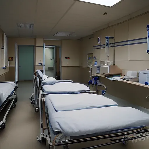 Image similar to empty hospital, empty hospital bed, hospital color photograph