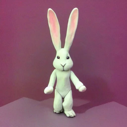 Prompt: the rabbit donnie darko, claymation,