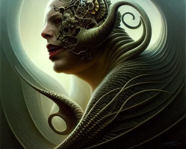 Image similar to !dream low angle shot of a beautiful creature by guillermo del toro, intricate, elegant, highly detailed, centered, digital painting, artstation, concept art, smooth, sharp focus, illustration, artgerm, Tomasz Alen Kopera, Peter Mohrbacher donato giancola, Joseph Christian Leyendecker, WLOP, Boris Vallejo ,