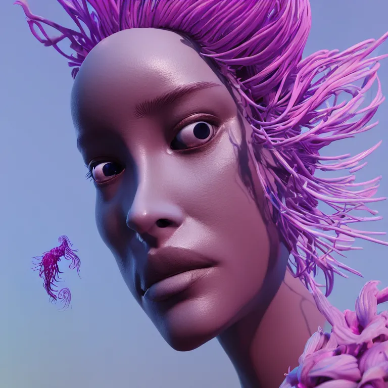 Image similar to goddess full painted acryllic sculpture close-up portrait. orchid bird phoenix jellyfish betta fish, intricate artwork by Tooth Wu and wlop and beeple. octane render, trending on artstation, greg rutkowski very coherent symmetrical artwork. cinematic, hyper realism, high detail, octane render, 8k