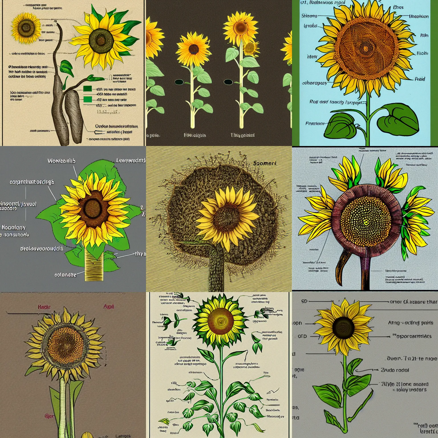 Prompt: a sunflower root diagram