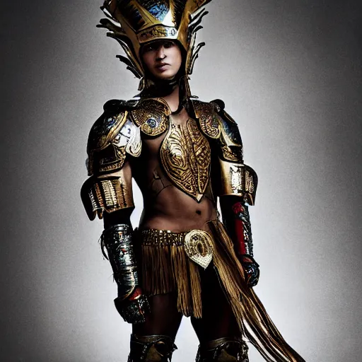 Image similar to a portrait of a beautiful young atlantean male wearing an alexander mcqueen armor , photographed by andrew thomas huang, artistic