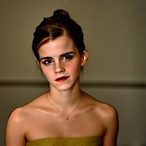 Prompt: 35mm film still of Emma Watson, figure portrait