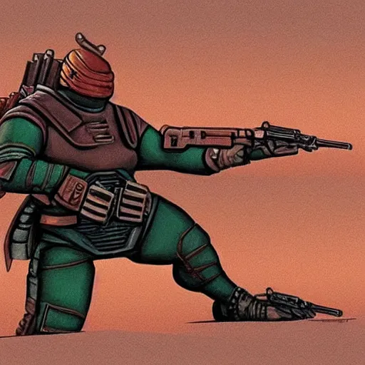 Image similar to Dune 2021 concept art Harkonnen soldier