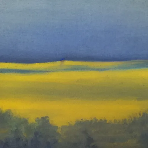 Prompt: tonalist landscape, prussian blue and hansa yellow