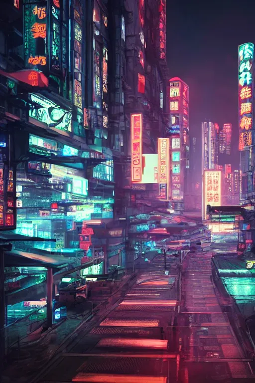 Image similar to GTR XU1, Futuristic Asian city at night with rain, Cyberpunk style, Neon lights, Matte painting, cinematic lighting, corona render, smoke, light rays, 8k