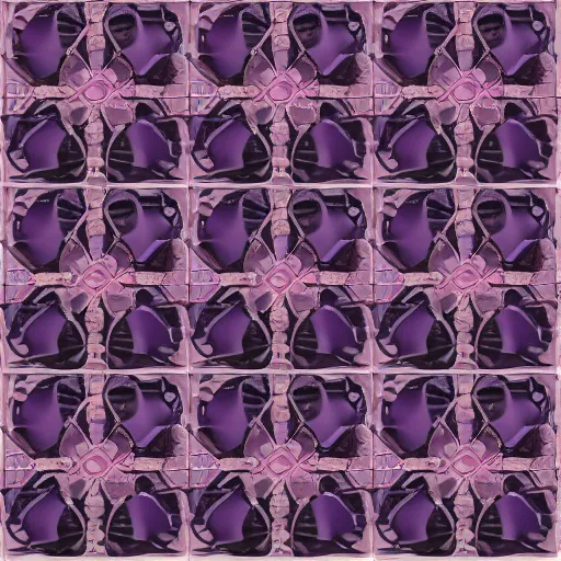 Image similar to an ornate cubic purple bauhaus tileable design