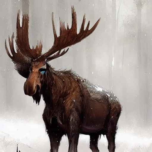 Prompt: moose - folk by greg rutkowski