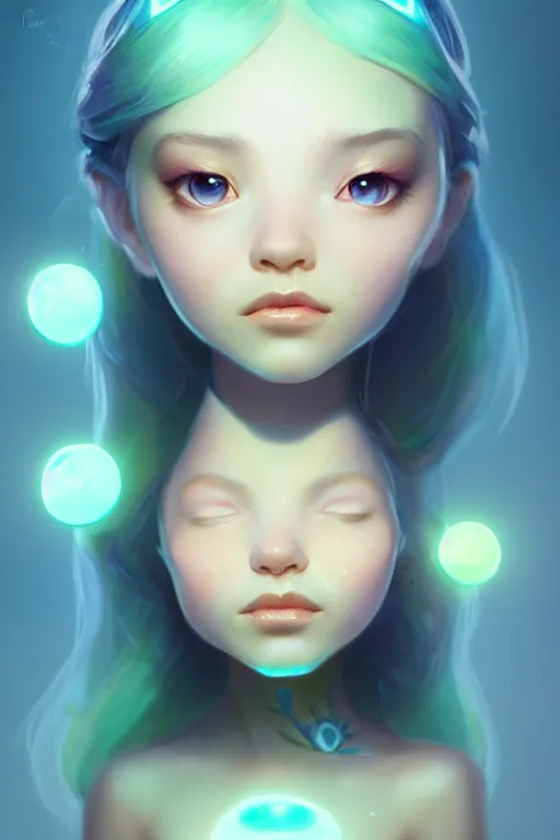 Image similar to super cute Bioluminescent Princess character concept, soft light, soft mood, realistic body features and face, illustration, painting oil on canvas by Elena Zhurikhina and Goro Fujita and Charlie Bowater, octane render trending on artstation, 4k, 8k, HD