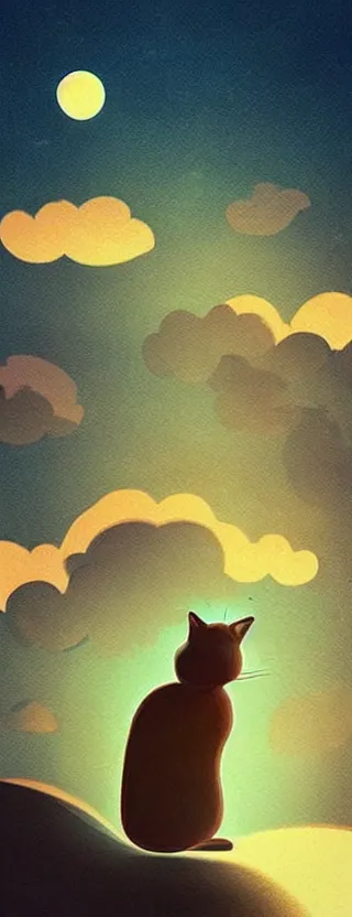 Image similar to “ lonely cat holding laser gun floating in clouds, digital art, super aesthetic, art station, cartoon novel style ”