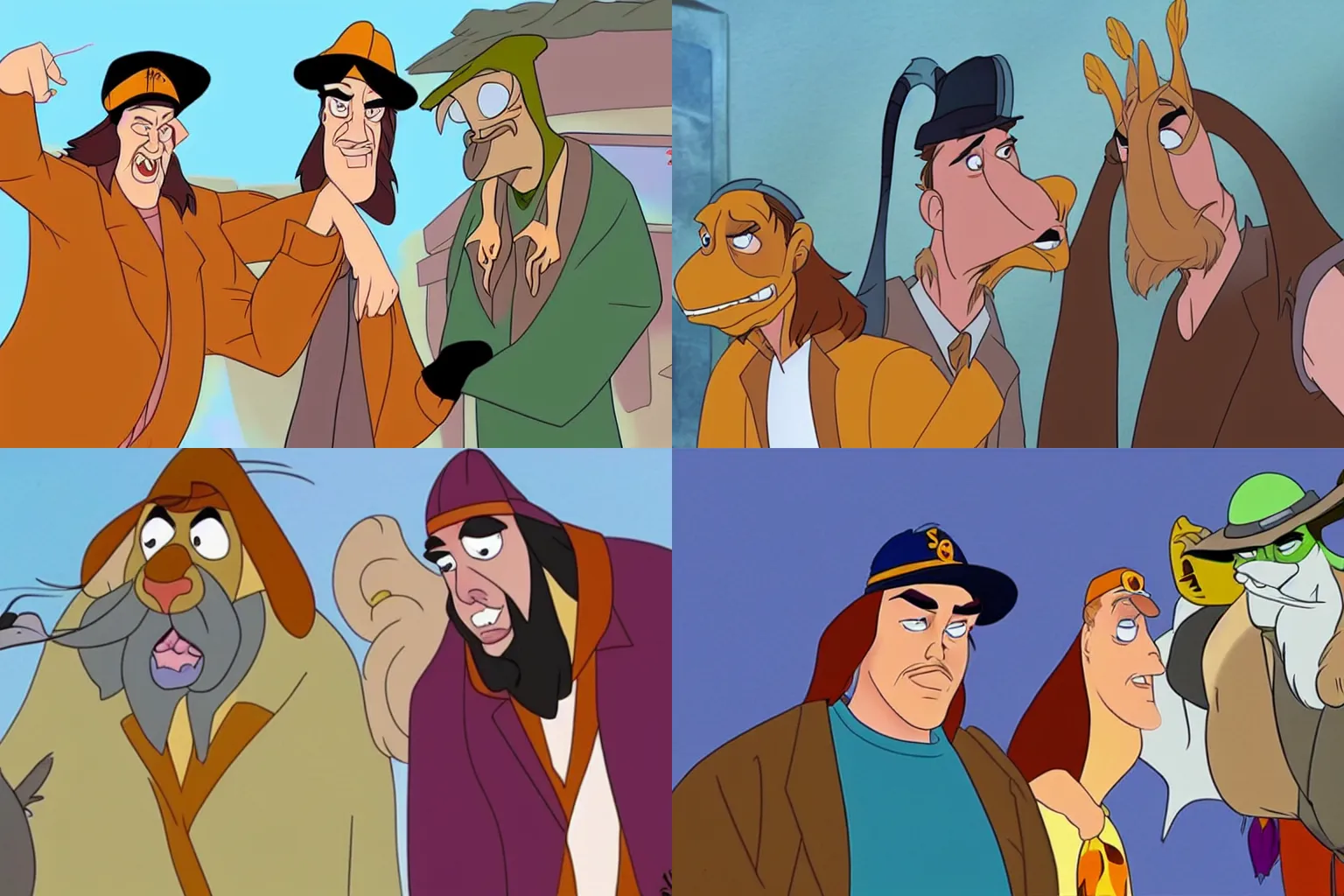 Prompt: jay and silent bob as animals in a don bluth animated movie