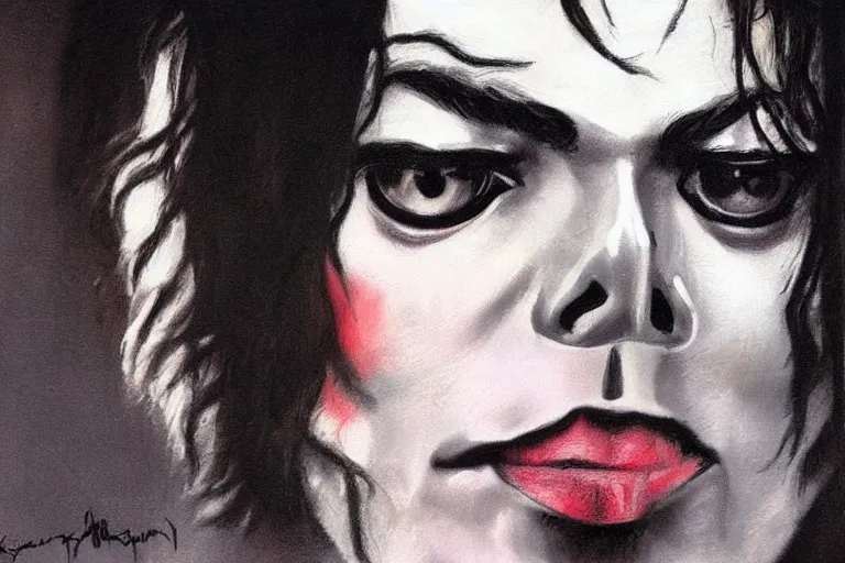 Image similar to michael jackson in the style of casey baugh,