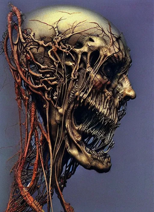 Image similar to a side view of spirit of bever, highly detailed, art by Ayami Kojima, Beksinski, Giger