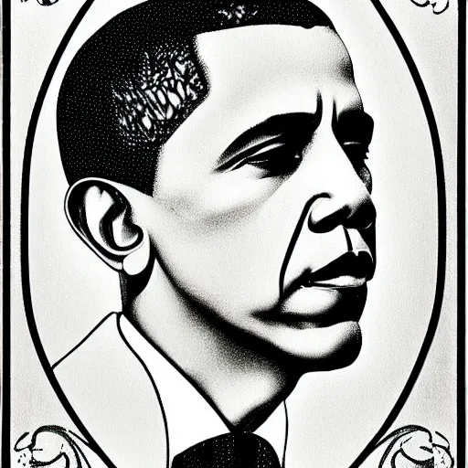Image similar to art nouveau portrait of barack obama, highly detailed, intricate, 4 k