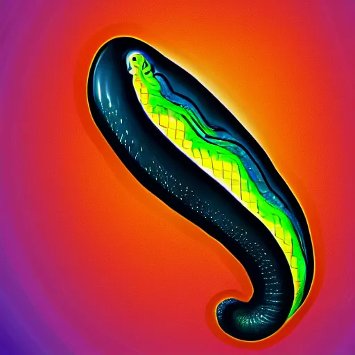 Prompt: digital art of a surreal electric eel