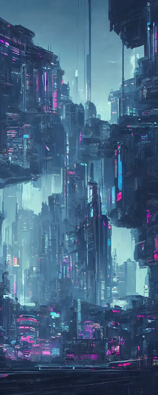 Image similar to cyberpunk landscape, synth, concept art