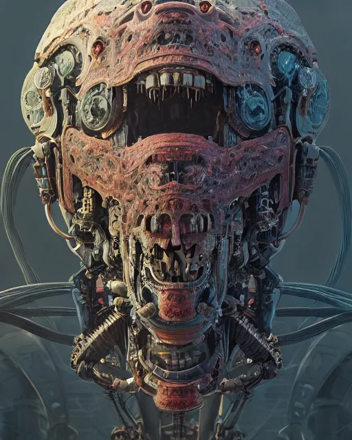 Image similar to portrait of ironplate - mecha - carrion crawler, intricate abstract. intricate artwork, by tooth wu, wlop, beeple, dan mumford. concept art, octane render, trending on artstation, greg rutkowski very coherent symmetrical artwork. cinematic, key art, hyper realism, high detail, octane render, 8 k, iridescent accents