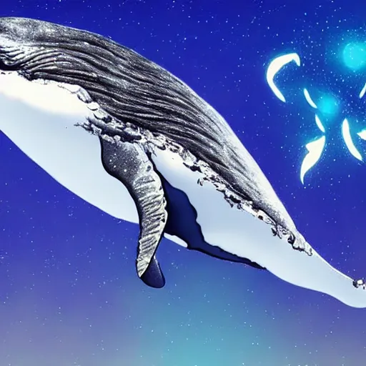 Image similar to photomanipulation of a whale that has tiny fairy wings, the wings are inspired by tooth fairy's wings, fully detailed, 4 k, real footage