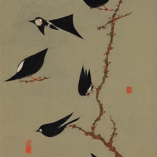 Prompt: birds by Itō Jakuchū