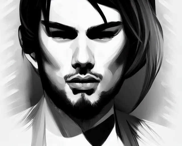 Image similar to stability a male portrait, a simple vector based illustration, by ross tran, artgerm