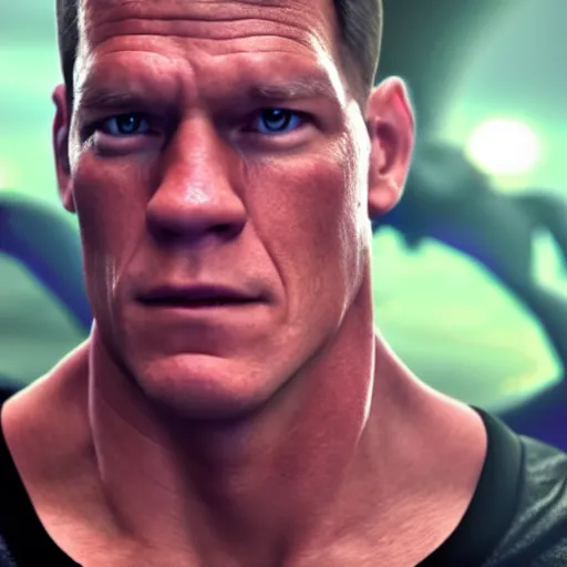 Image similar to john cena playing as charizard human hybrid movie still, cinematic, photorealistic, extreme detail, sharp focus, 8 k, intricate, hyper detailed, realistic, cinematic lighting