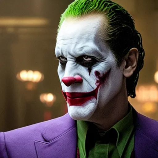 Prompt: film still of Denzel Washington as joker in the new Joker movie