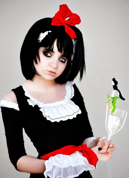 Image similar to emo girl in a maid outfit