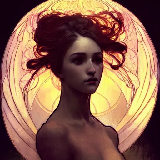 Image similar to A portrait of A beautiful! angel in black flames!! by Ross Tran!! and alphonse mucha and greg rutkowski! and gustav doré!!,In style of digital art illustration.Symmetry.Highly detailed face.Fantasy,smooth,hyper detailed,sharp focus,Soft light.trending on artstation.4k