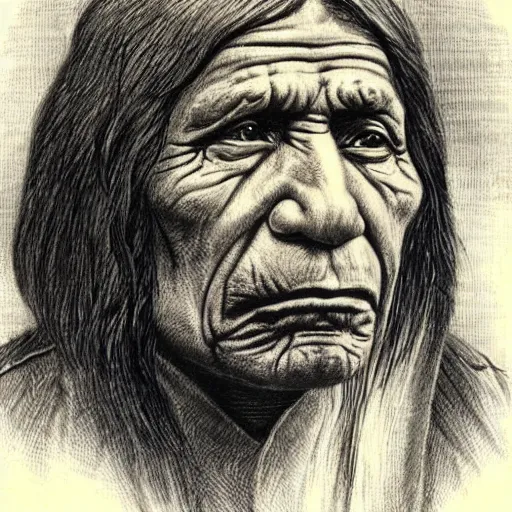 Prompt: chief seattle drawing