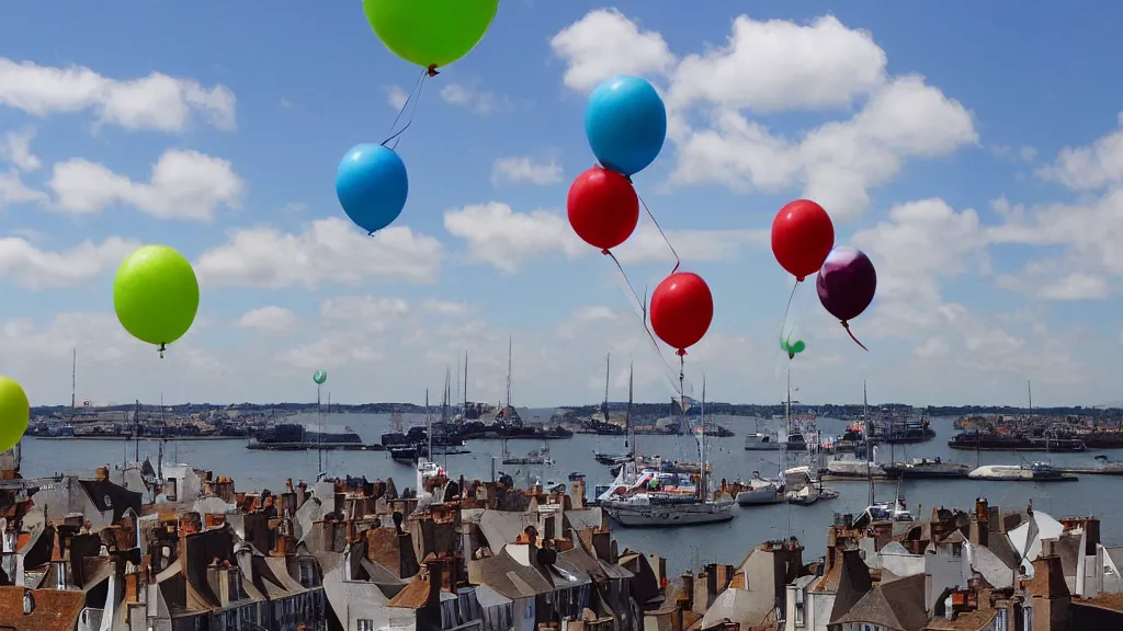 Image similar to photo of bretagne with giant birthday balloons