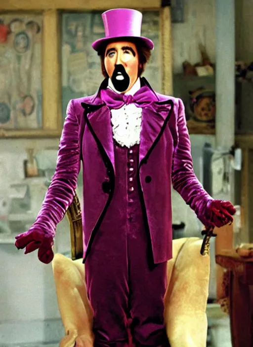 Image similar to Nicolas Cage as Willy Wonka