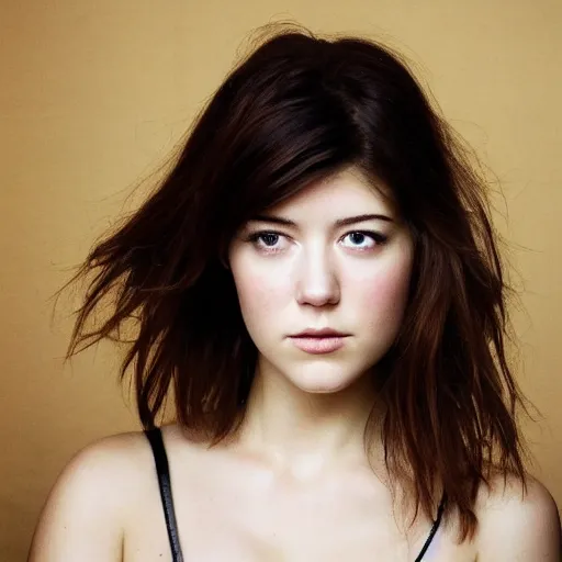 Image similar to a masterpiece portrait photo of a beautiful young woman who looks like an scene gril mary elizabeth winstead, symmetrical face