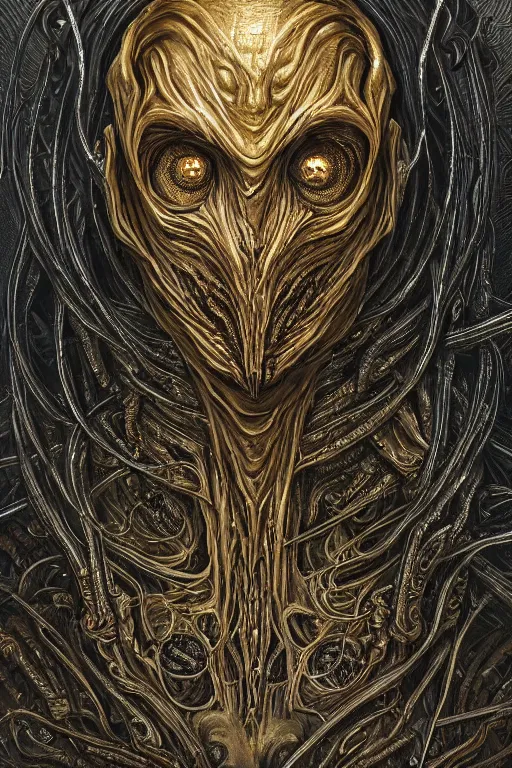 Prompt: portrait of extraterrestrial wraith, in style of Doom, in style of Midjourney, insanely detailed and intricate, golden ratio, elegant, ornate, horror, elite, ominous, haunting, matte painting, cinematic, cgsociety, H.R. Giger, James jean, Noah Bradley, Darius Zawadzki, Zdizslaw Beksinski, vivid and vibrant