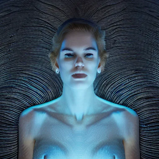 Image similar to a dramatic portrait of serpentine goddess, diffused lights, ultra realistic, 4 k