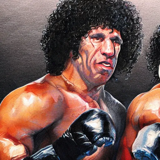 Image similar to Joe Rogan and Howard Stern wrestling, intricate, highly detailed, concept art, smooth, sharp focus