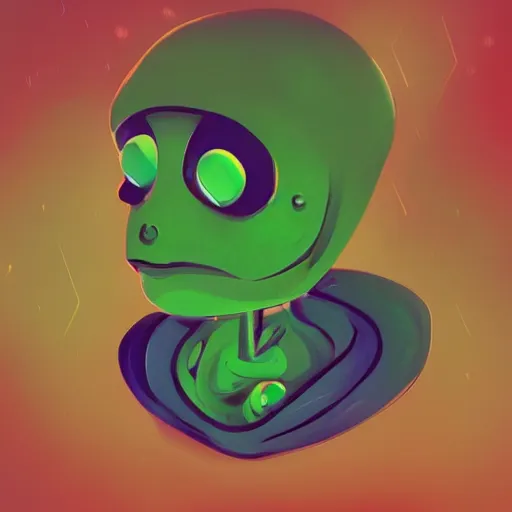 Image similar to Cute friendly portrait of an alien smoking weed, digital art, featured on artstation, fine details