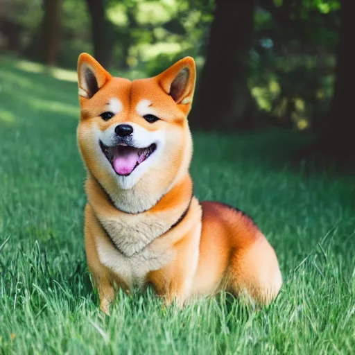 Image similar to professional photograph of handsome male happy smiling shiba inu