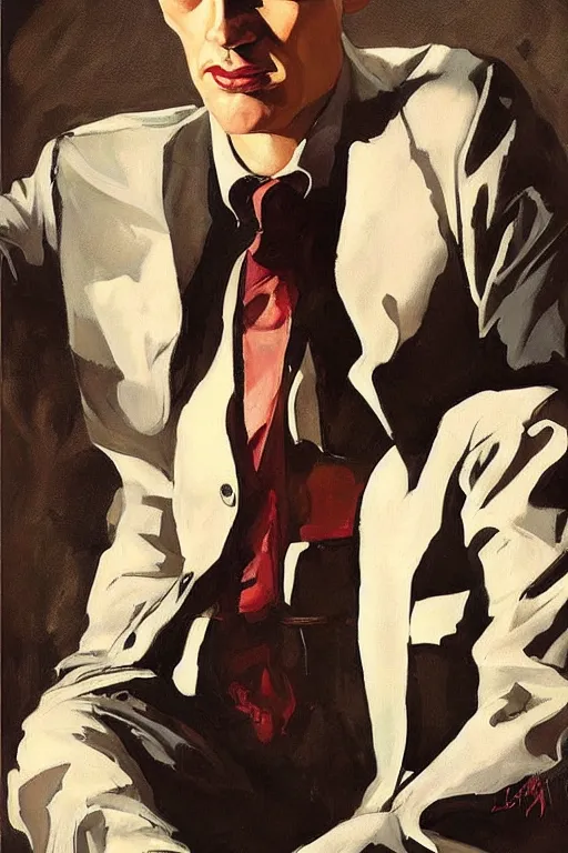 Prompt: dale cooper, painting by jc leyendecker!! phil hale!, angular, brush strokes, painterly, vintage, crisp