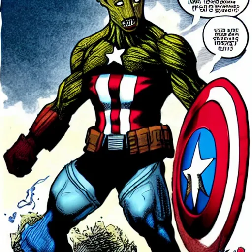 Image similar to groot as captain america